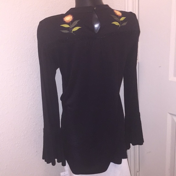 NOTATIONS Embroidered Black Blouse - Picture 3 of 8